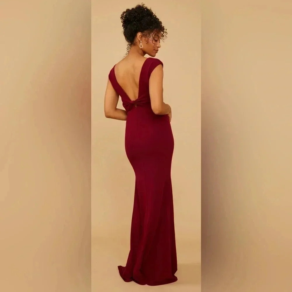 Lulus Laurel Luxe Crepe Dress Cabernet Large NWT - Picture 4 of 7